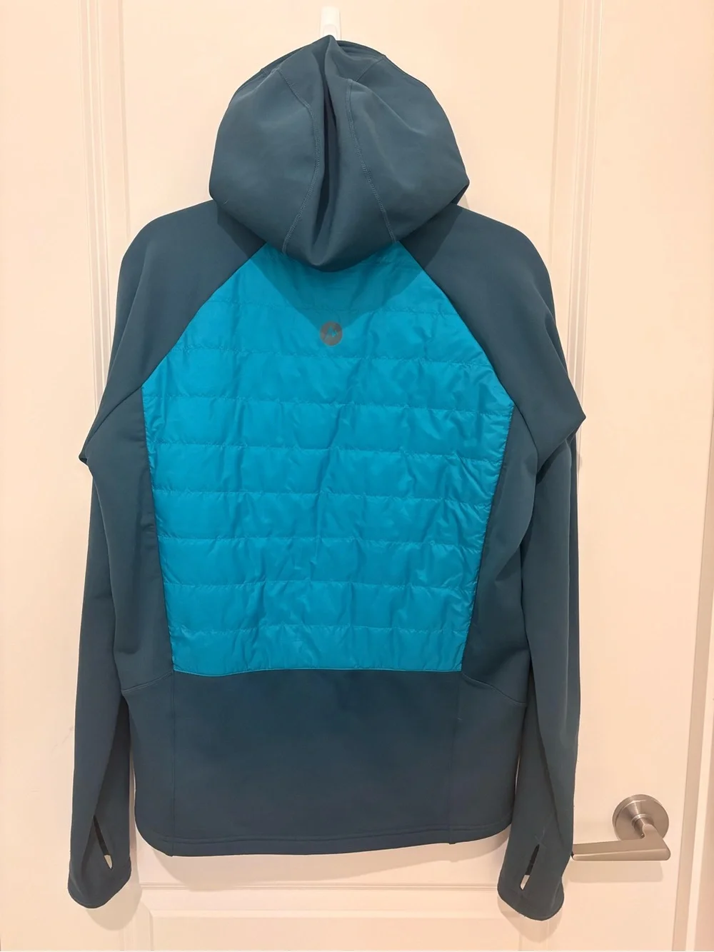 Marmot Hooded Hybrid Jacket in Teal and Turquoise